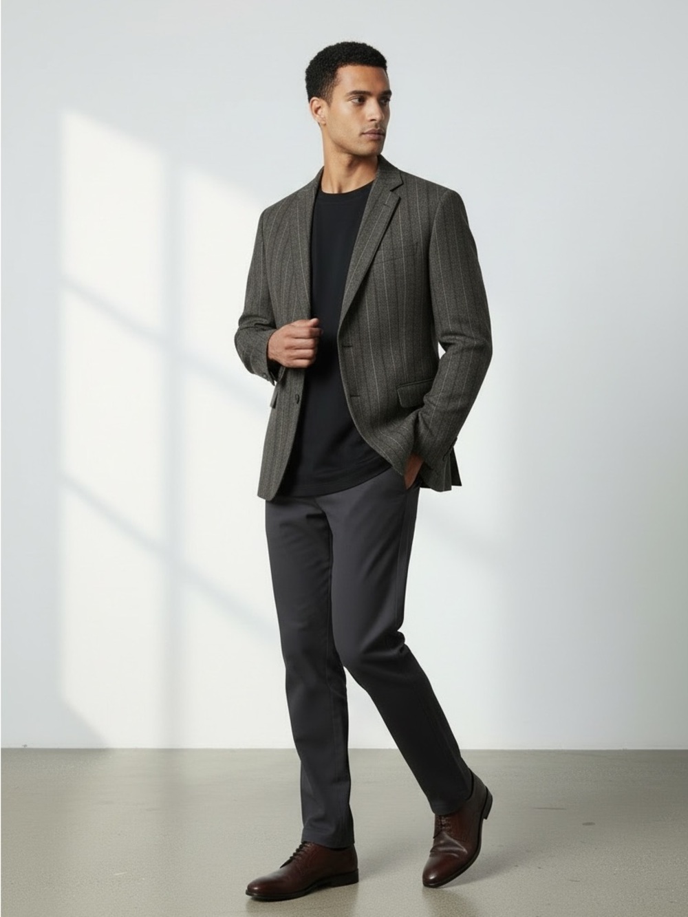 John Varvatos Brown Pinstripe Sport Coat